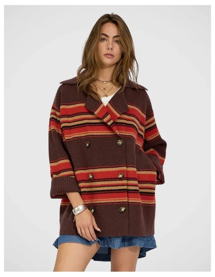 Belle & Bloom So Many Likes Oversized Knitted Cardi Coat in Chocolate