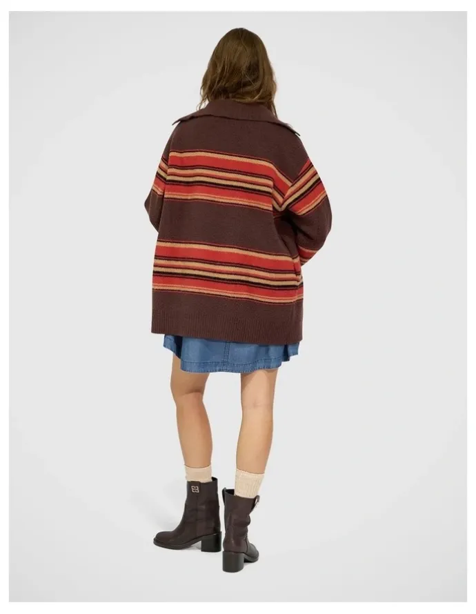 Belle & Bloom So Many Likes Oversized Knitted Cardi Coat in Chocolate