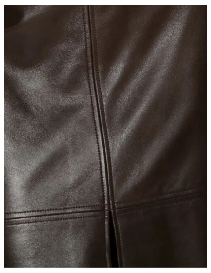 Belle & Bloom Understated Leather Pencil Skirt in Chocolate