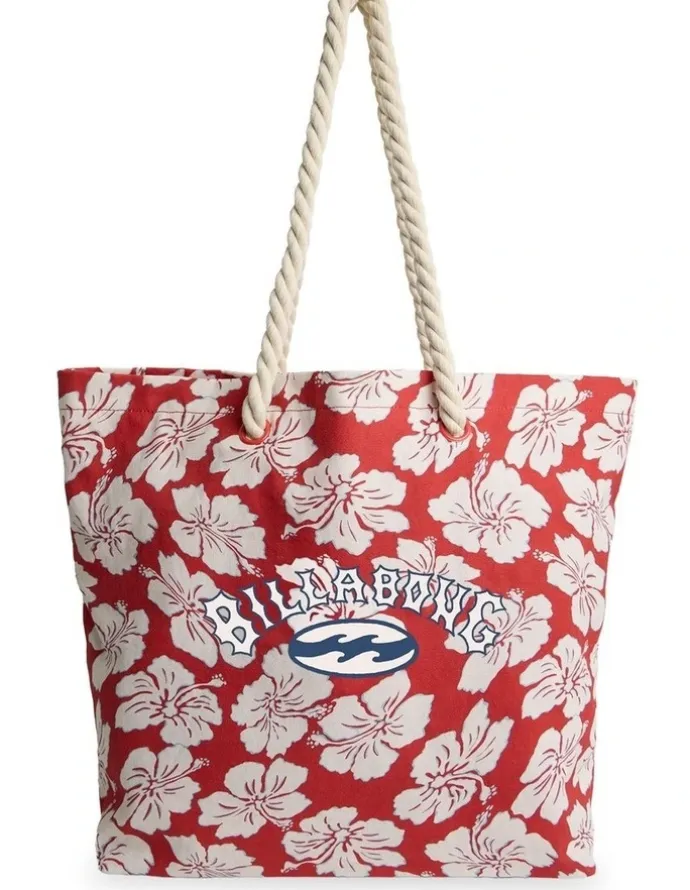 Billabong Paradise Call Tote Bag In Red Crush