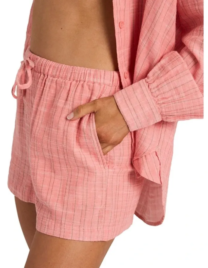 Billabong Wanderer Stripe Elastic Waist Shorts In Sugar Almond