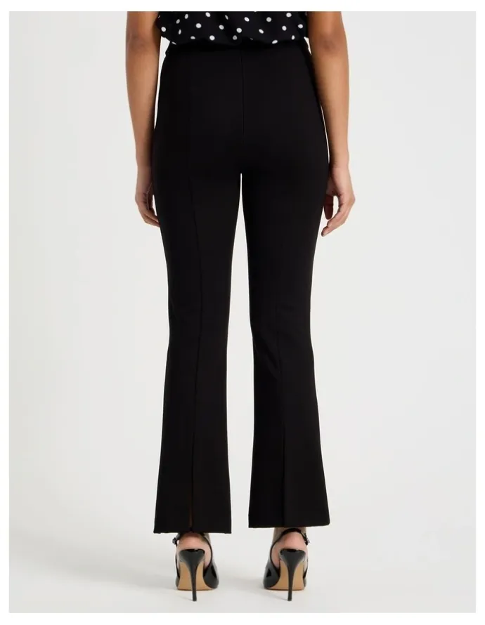Blaq Ponte Flare Legging With Split Hem in Black