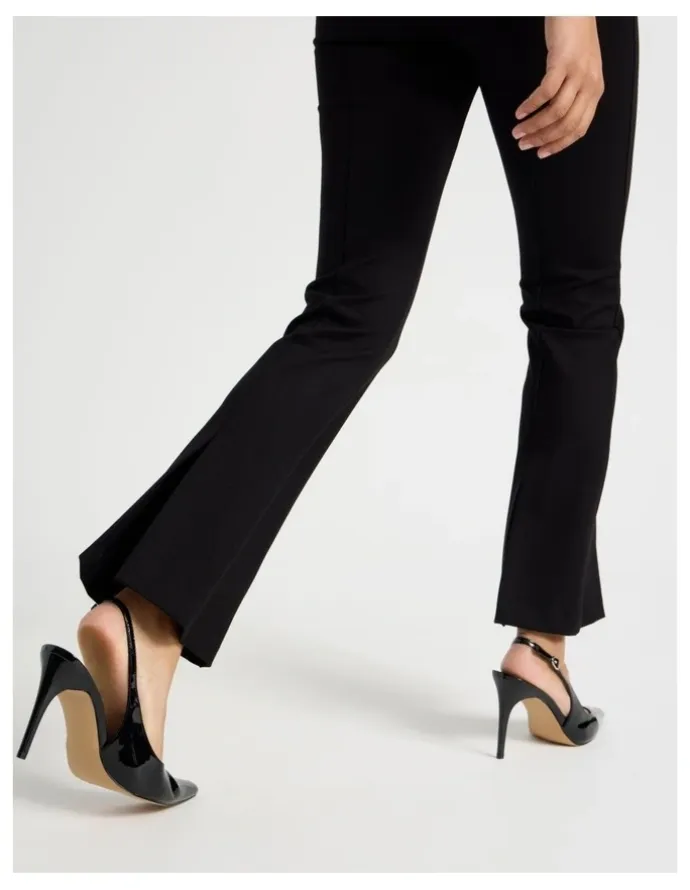 Blaq Ponte Flare Legging With Split Hem in Black