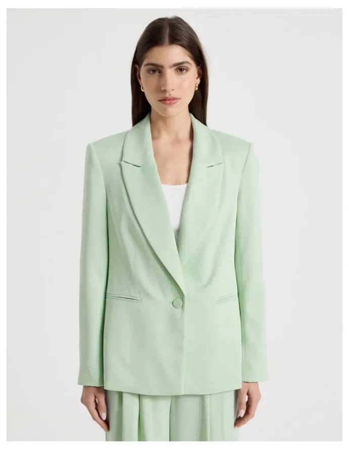 Blaq Satin Oversized Blazer in Mint