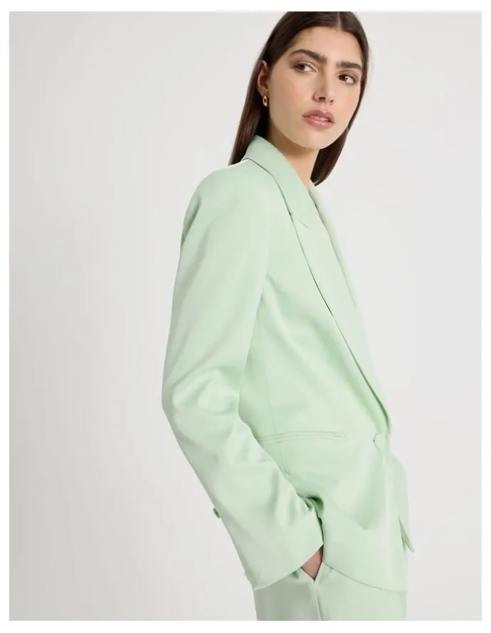 Blaq Satin Oversized Blazer in Mint