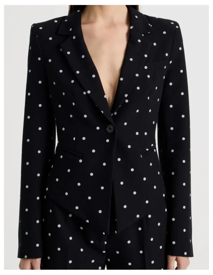 Blaq Spot Single Breasted Blazer in Black/White