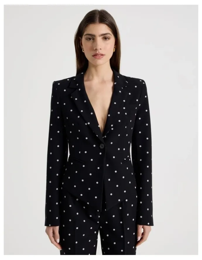 Blaq Spot Single Breasted Blazer in Black/White