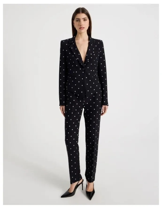 Blaq Spot Single Breasted Blazer in Black/White
