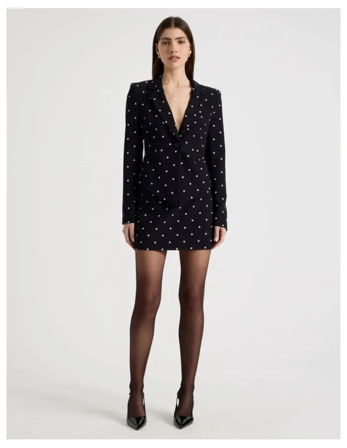 Blaq Spot Single Breasted Blazer in Black/White