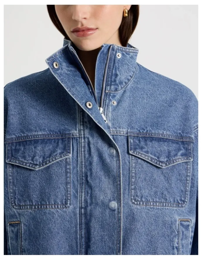 Blaq Denim Funnel Neck Jacket in Denim