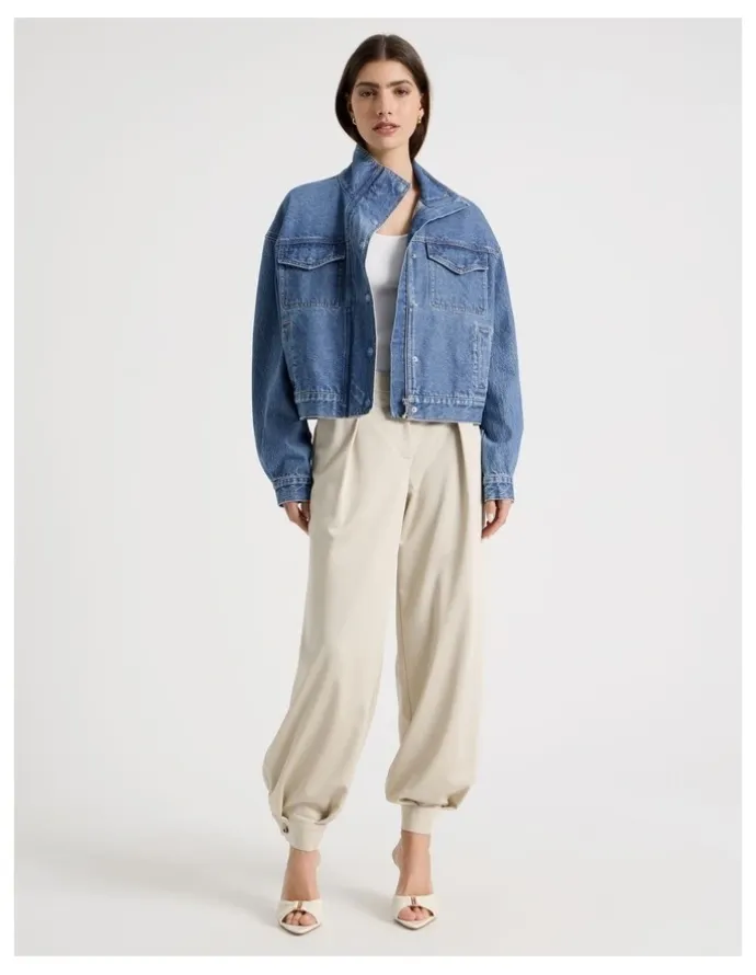 Blaq Denim Funnel Neck Jacket in Denim