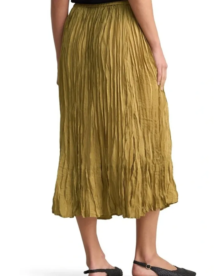 Blue Illusion Crushed Midi Skirt - Bronze