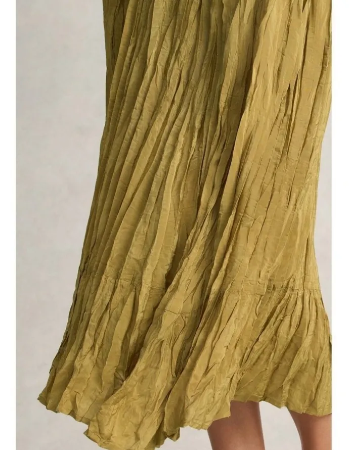 Blue Illusion Crushed Midi Skirt - Bronze