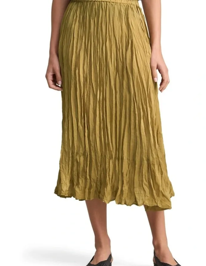 Blue Illusion Crushed Midi Skirt - Bronze