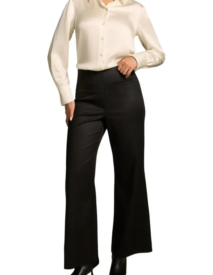 Blue Illusion High Waisted Bootleg Pant - Black