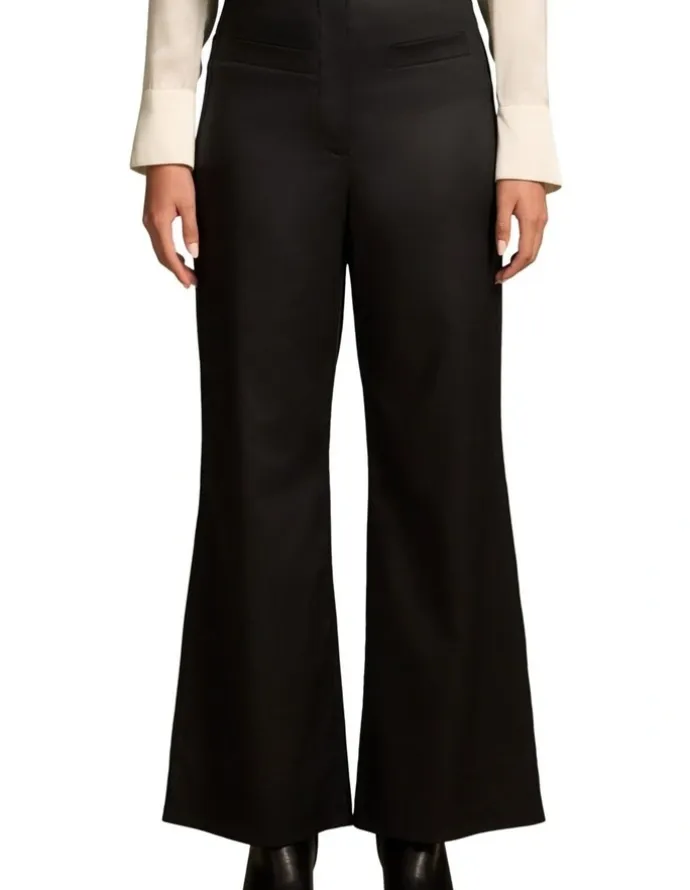 Blue Illusion High Waisted Bootleg Pant - Black