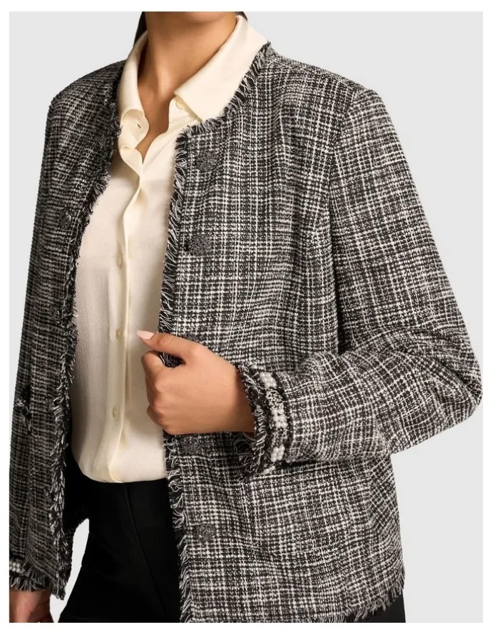 Blue Illusion Trim Detail Jacket - Classic Texture