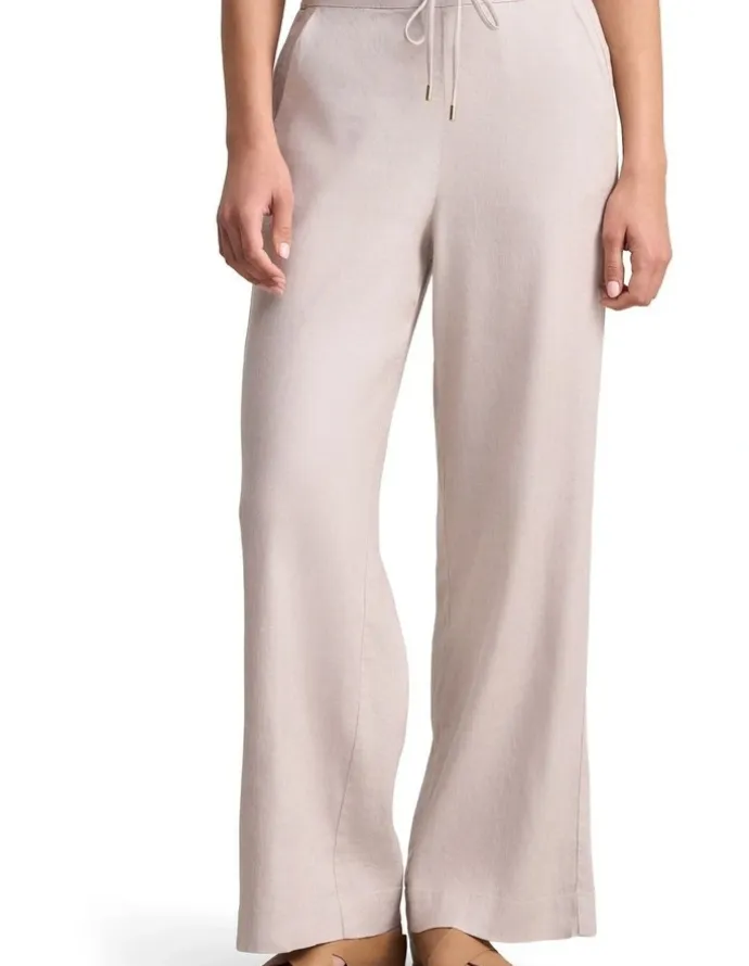 Blue Illusion Wide Leg Full Length Pant - Bone