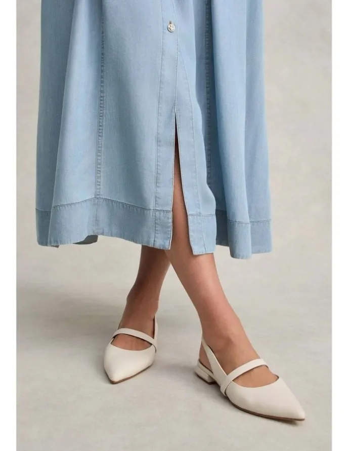 Blue Illusion Chambray Puff Sleeve Dress - Light Chambray