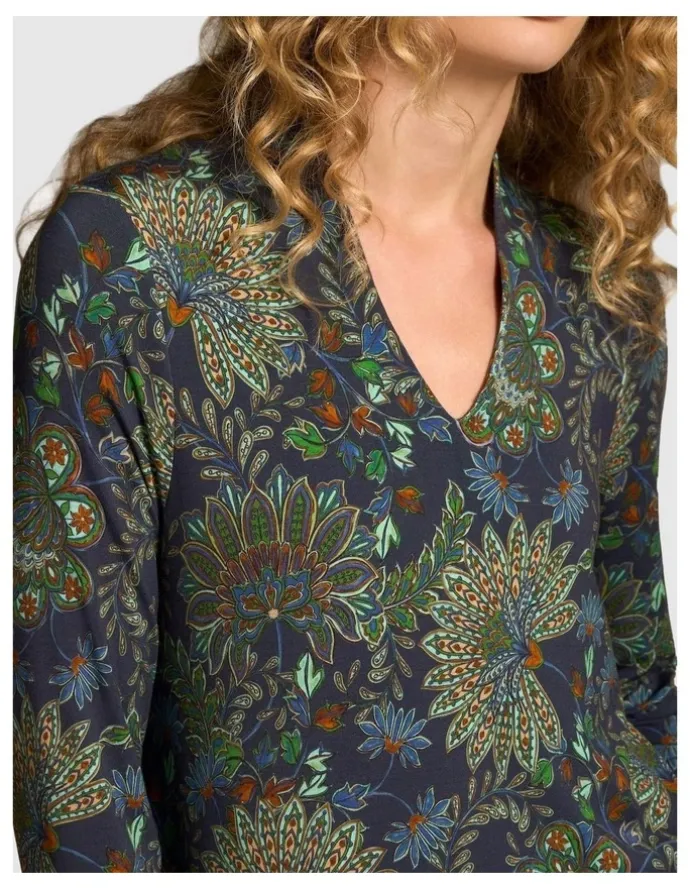 Blue Illusion Jersey Midi Dress - Winter Chintz Print