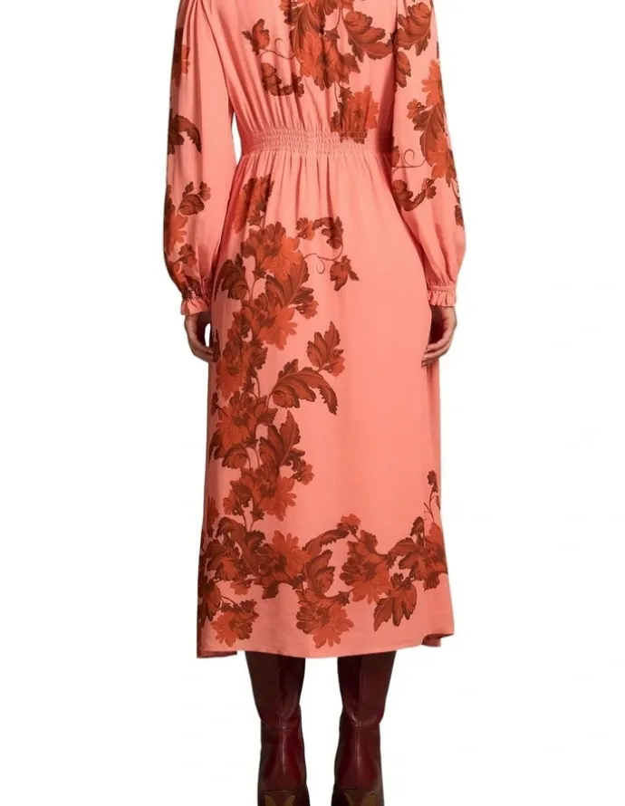 Blue Illusion Ruffle Detail Dress - Sienna Floral Print