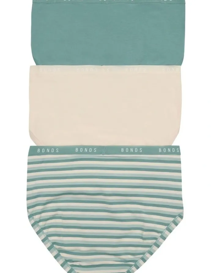 Bonds Cottontails Full Brief 3 Pack in Aloha Stripe/ Green