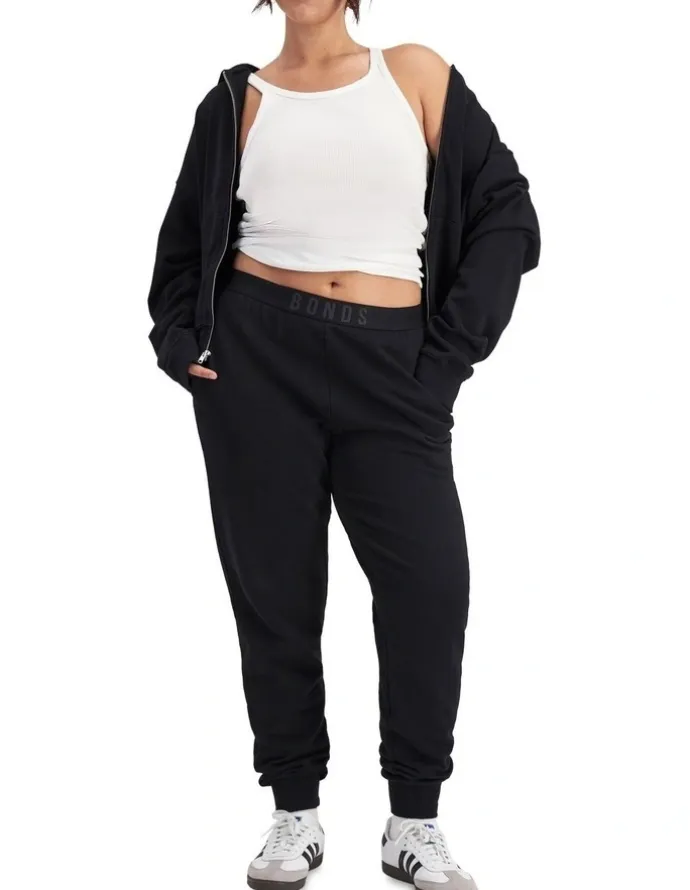 Bonds Sweats Cotton Logo Skinny Trackie in Black