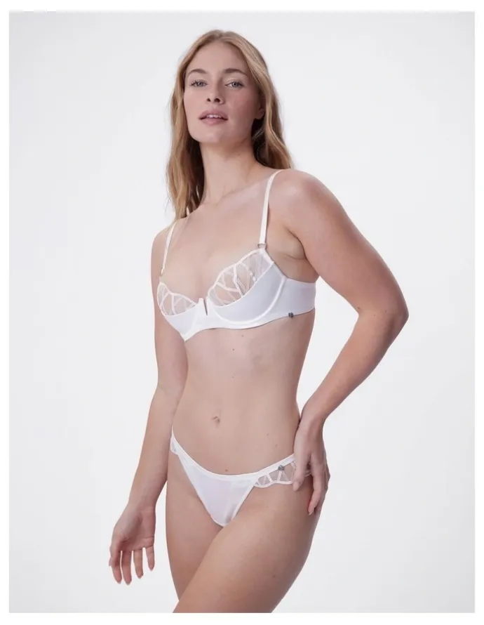 Bras N Things Bras N Things Vamp Hopeless Romantic Push Up 1/4 Cup Bra in Ivory
