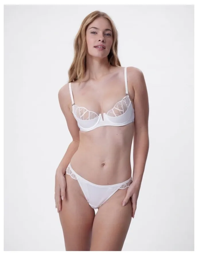 Bras N Things Bras N Things Vamp Hopeless Romantic Push Up 1/4 Cup Bra in Ivory