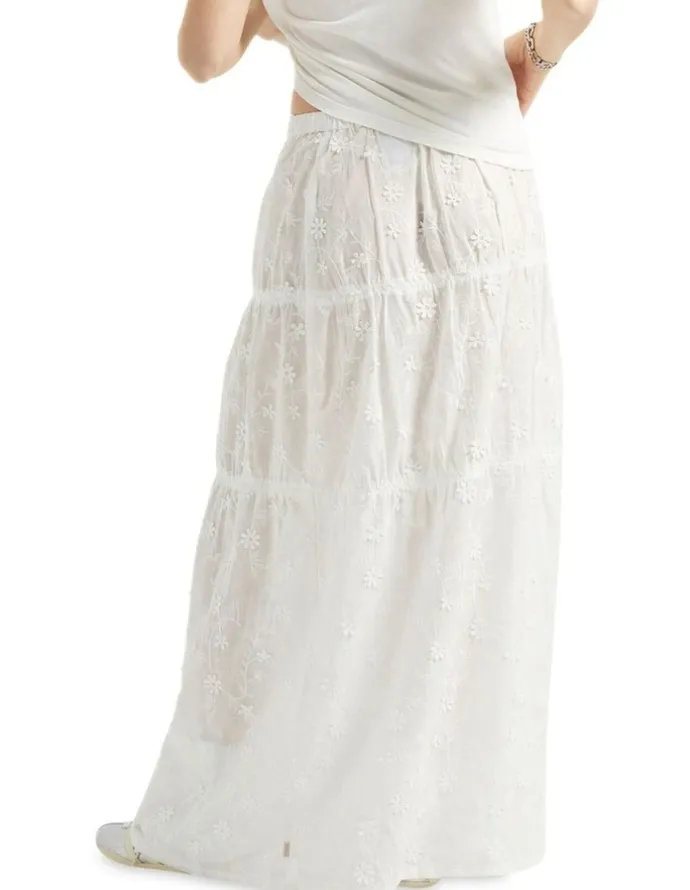 BRIXTON The Abigail Skirt in Off White Floral
