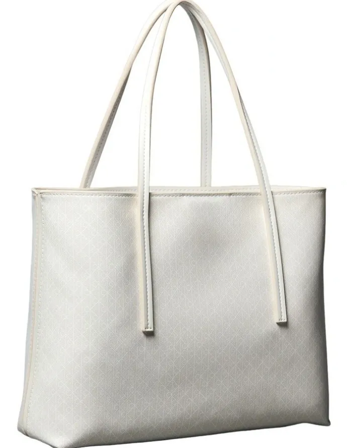 Calvin Klein Emblem Allover Print Tote Bag With Pouch in White