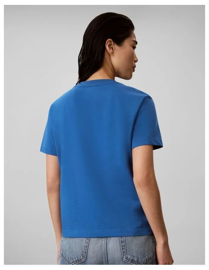 Calvin Klein Jeans Hero Short Sleeve Classic Monologo Crew Neck Tee in Winter Blue