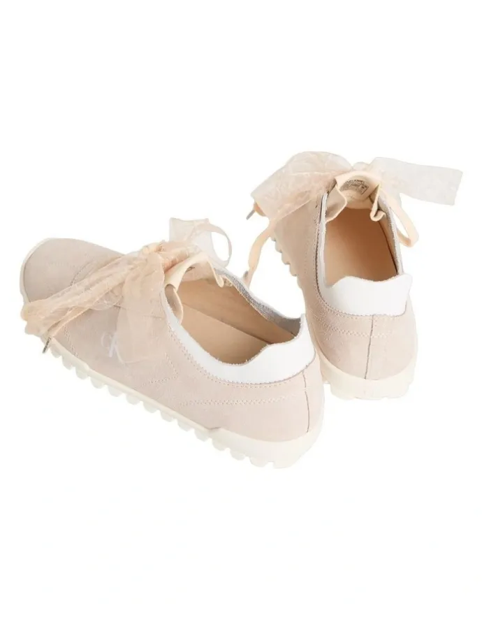 Calvin Klein Low Profile Suede Runners in Light Cashew