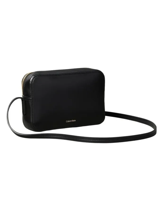 Calvin Klein Monogram Logo Hardware Crossbody Camera Bag in Black