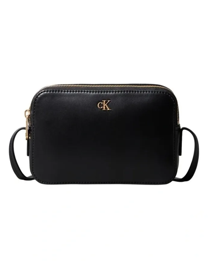 Calvin Klein Monogram Logo Hardware Crossbody Camera Bag in Black