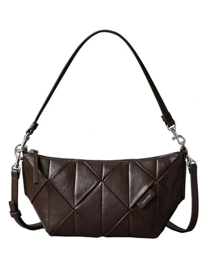 Calvin Klein Woven Shoulder Bag in Brown