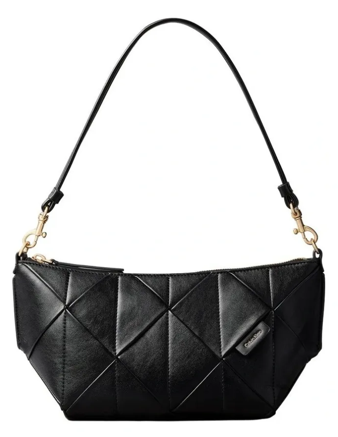 Calvin Klein Woven Shoulder Bag in Black