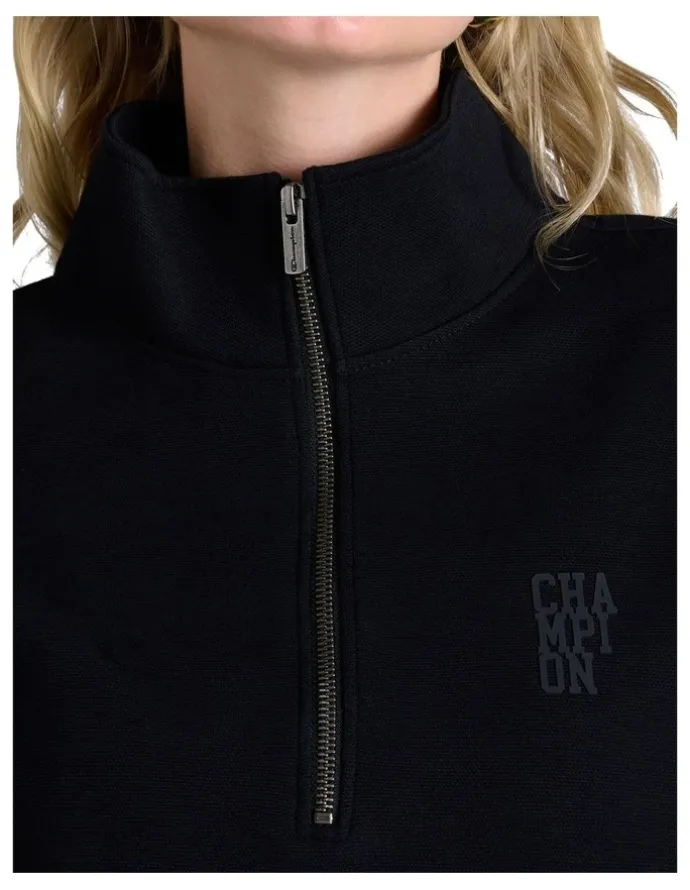 Champion Rochester Base Quarter Zip Sweater in Black