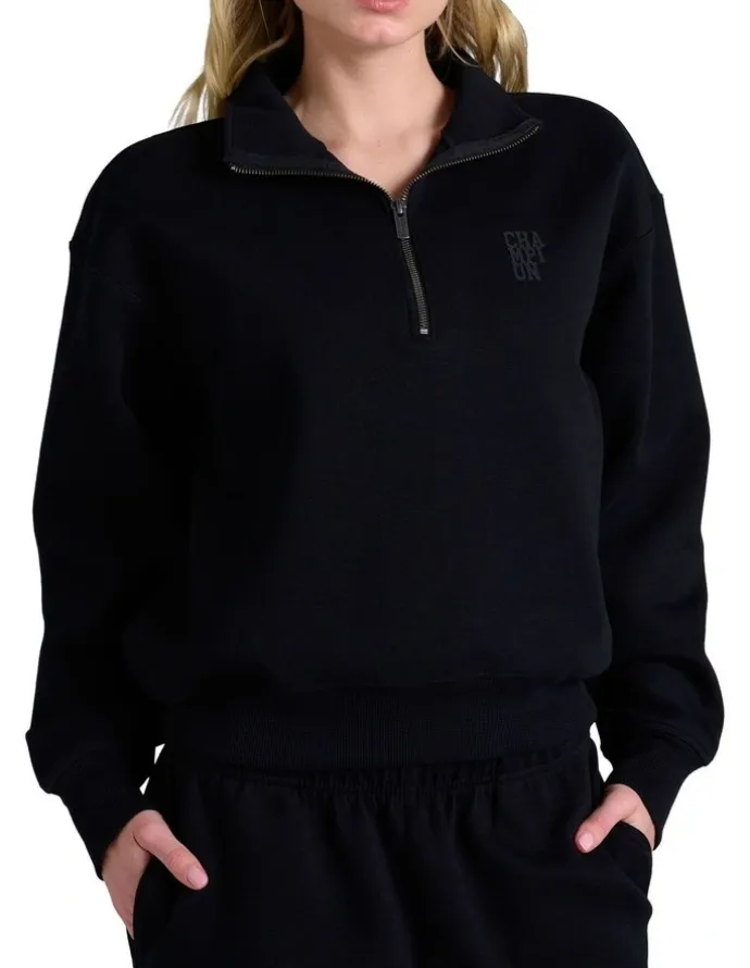 Champion Rochester Base Quarter Zip Sweater in Black