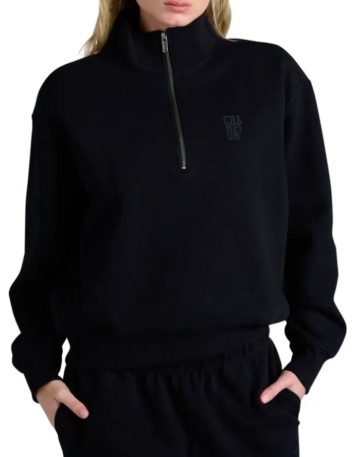 Champion Rochester Base Quarter Zip Sweater in Black