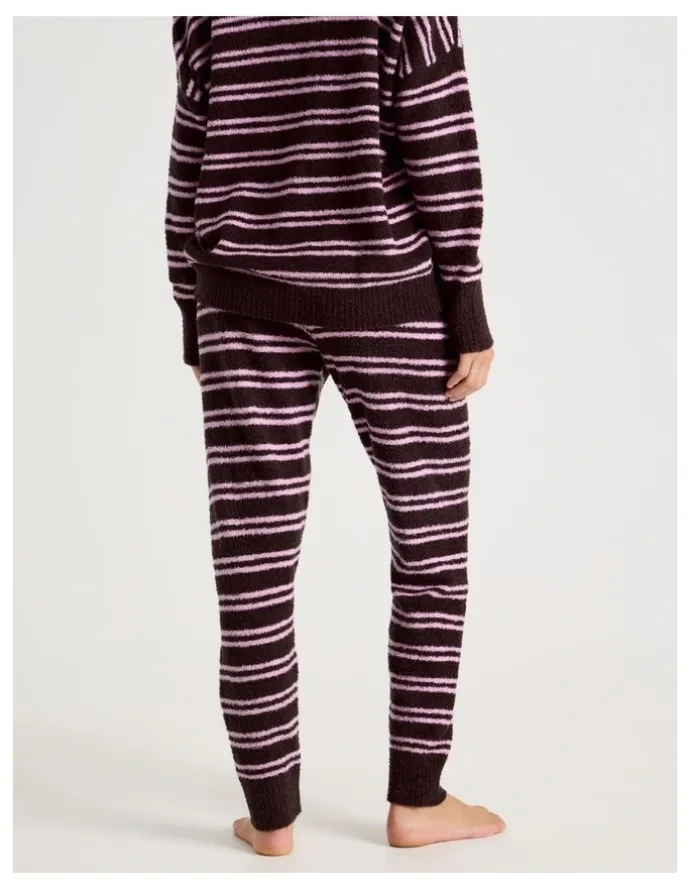 Chloe & Lola Cosy Boucle Cuffed Pant in Burnt Stripe