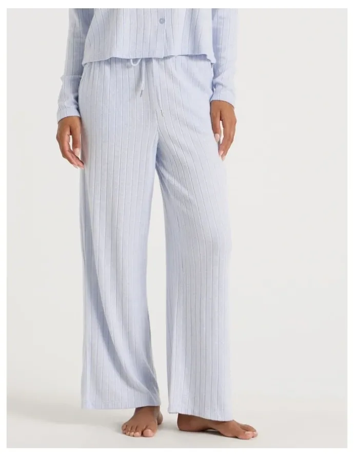 Chloe & Lola Cosy Rib Wide Leg Pant in Soft Blue