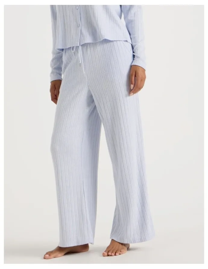 Chloe & Lola Cosy Rib Wide Leg Pant in Soft Blue