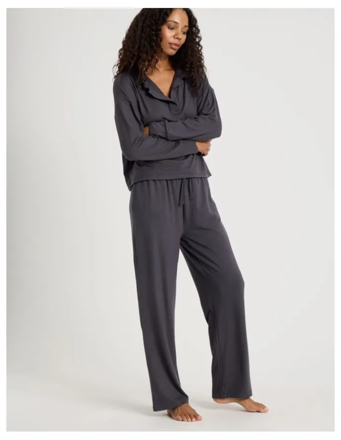 Chloe & Lola Cosy Supersoft Wide Leg Pant in Charcoal