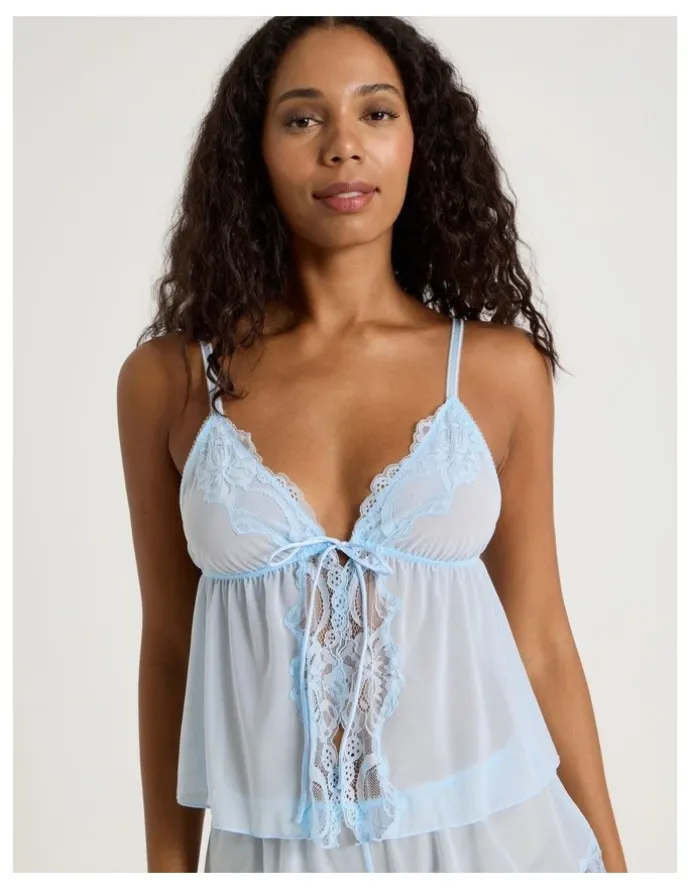 Chloe & Lola Delicate Lace Camisole in Sky Blue
