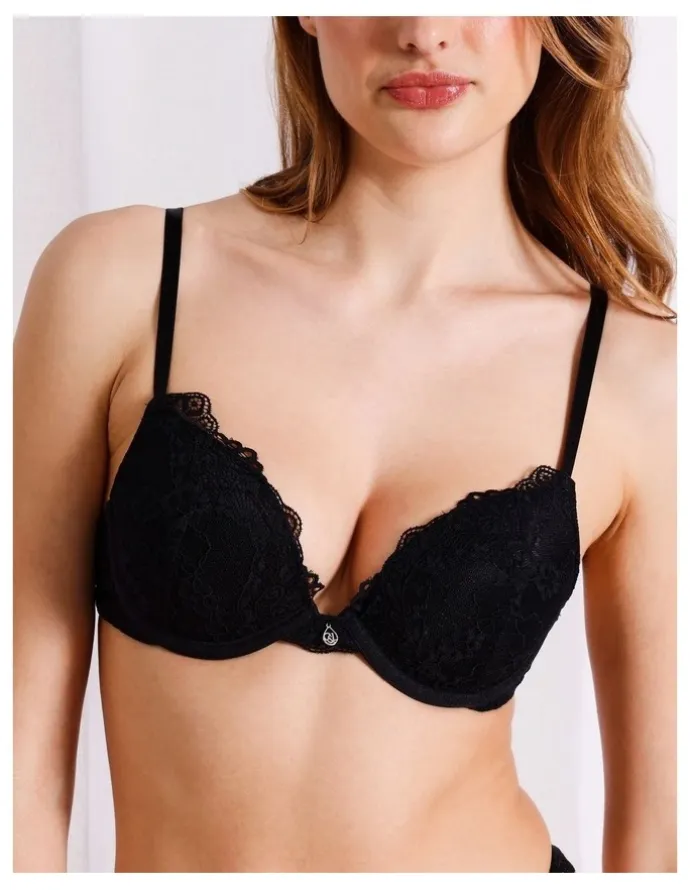 Chloe & Lola Lace Comfort Contour Push Up Bra in Black