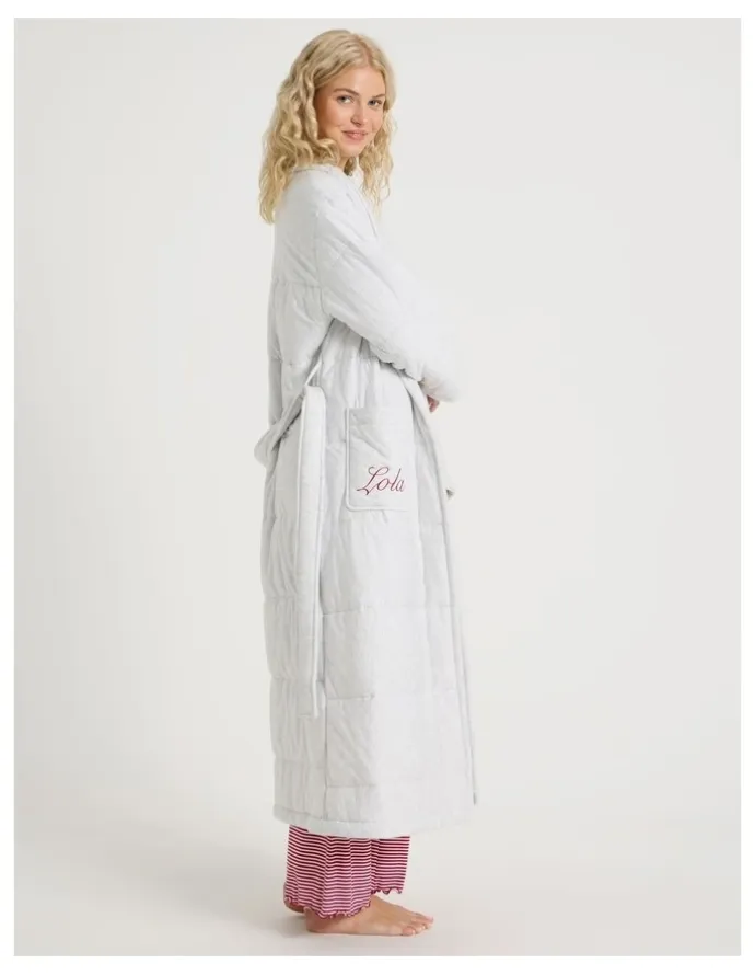 Chloe & Lola Lola Quilted Robe in Grey Marle