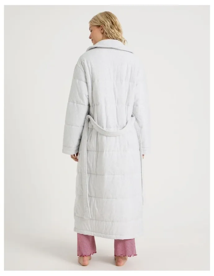 Chloe & Lola Lola Quilted Robe in Grey Marle