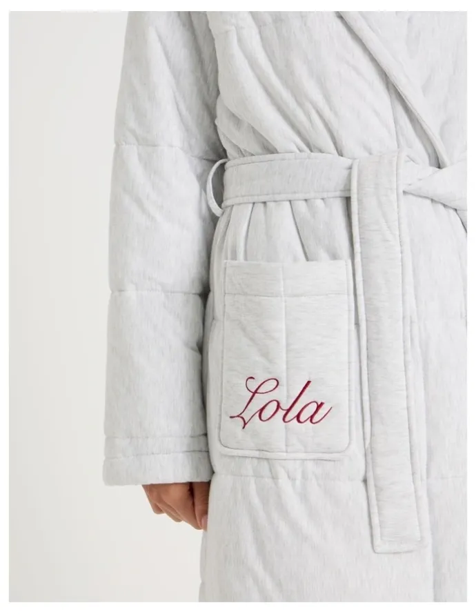 Chloe & Lola Lola Quilted Robe in Grey Marle