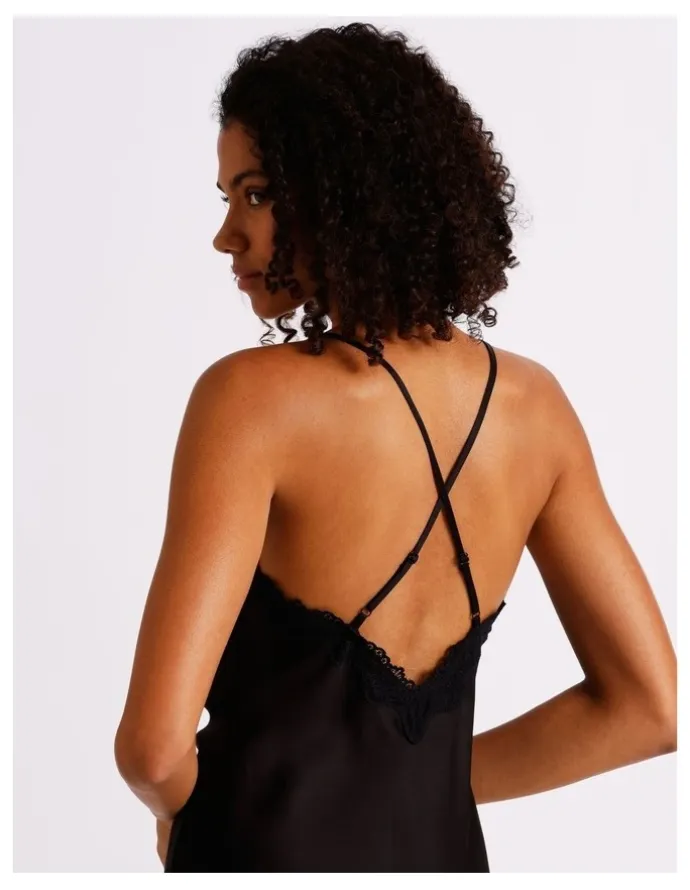 Chloe & Lola Premium Viscose Sain Chemise in Black